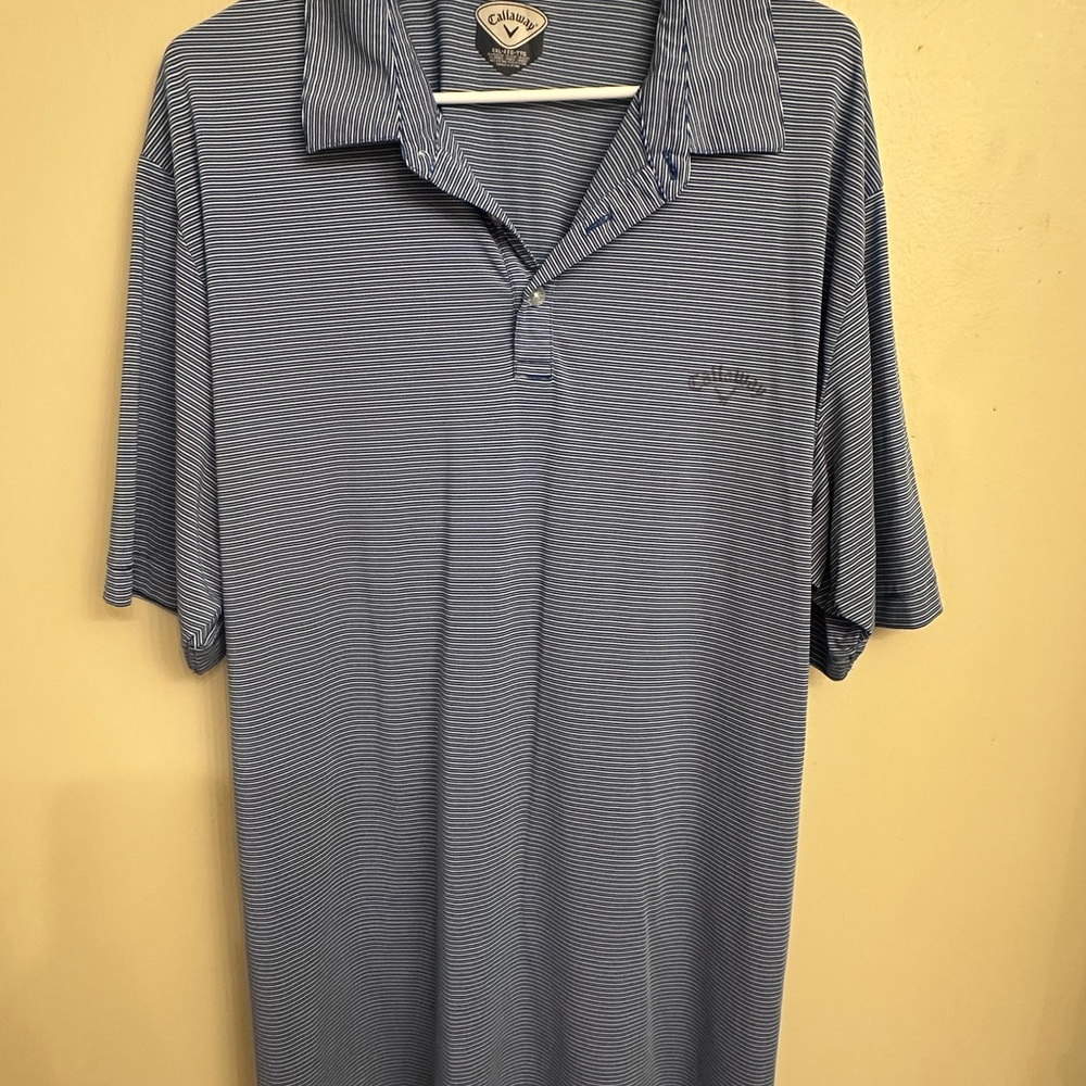 Callaway Men’s 2XL Striped Golf Polo Blue Performance Shirt
